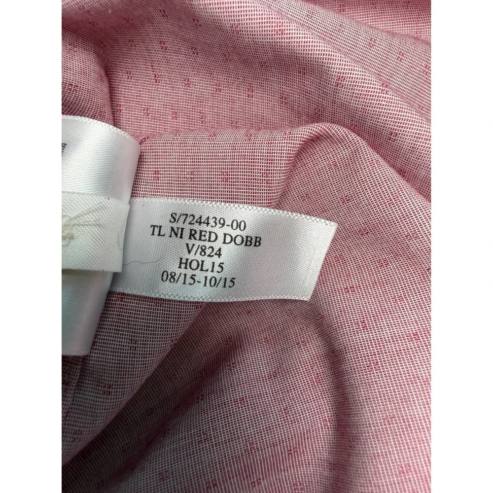 Banana Republic Mens Tailored Slim Fit Non-Iron Dobby Shirt Red Pink Small S